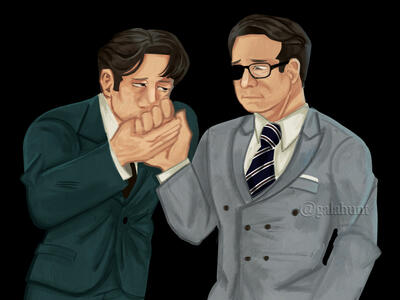 Harry Hart from Kingsman and my OC Casper • Half Body + extra character • Rendered & Polished • Would roughly be priced at 43$